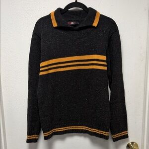 Vintage Stylish Black and Orange Striped Sweater